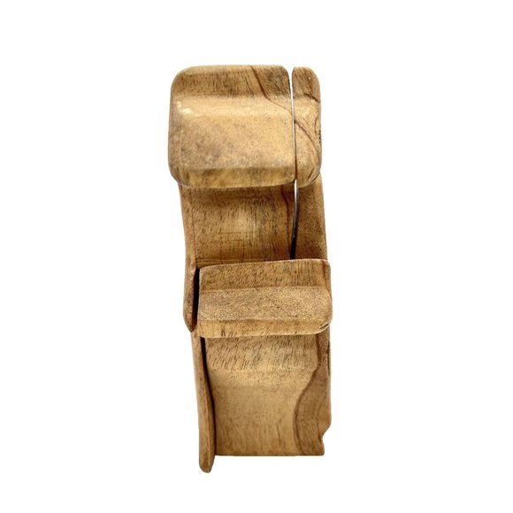 Vintage Wooden Llama and Baby Hand Carved Puzzle Trinket Jewelry Box Alpaca - Picture 2 of 8